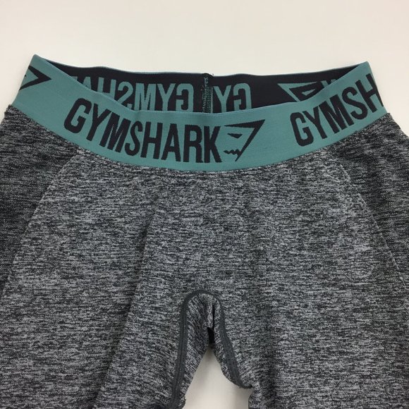 GYMSHARK Gray Charcoal Mint Green Logo Waist Butt Enhance Moisture Wick Leggings - Picture 3 of 9